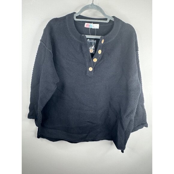 NEW Free People FP Beach Hailee Sweater Top & Pants Set Waffle Knit Sz XS Black - Picture 6 of 7